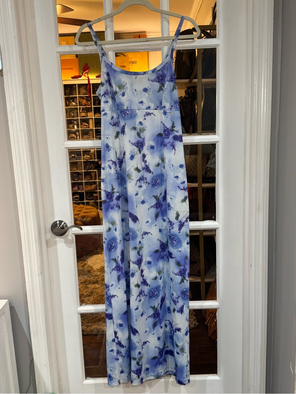 🪻🦋 VINTAGE Y2K Blue Floral Maxi Slip Dress with Spaghetti Straps‎ 🦋🪻 - Picture 3 of 13